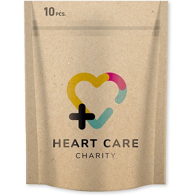 10 Pflaster in vollfarbig bedruckter Papiertasche, Kraftpapier, glitter