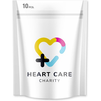 10 Pflaster in vollfarbig bedruckter Papiertasche, weiss, universal
