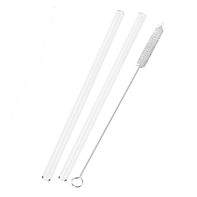 2er Glastrinkhalm Set + Bürste, klar