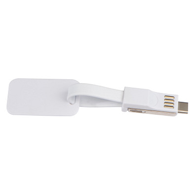 3 in 1 Ladekabel mit Anhänger aus Kunststoff, weiss 3 in 1 Ladekabel mit Anhänger aus Kunststoff, weiss