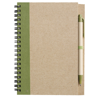 Notizbuch Recycling mit Kugelschreiber, hellgrün