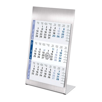 Geiger-Notes 3-Monats-Tischkalender Edelstahl, grau/blau, 2027/2028