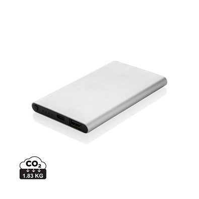 4.000mAh Type-C Powerbank aus RCS recyeltem ABS & Aluminium, silber
