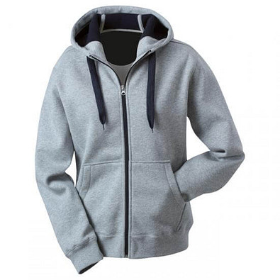 JAMES & NICHOLSON Unisex Jacke mit Kapuze, grau/dunkelblau, L