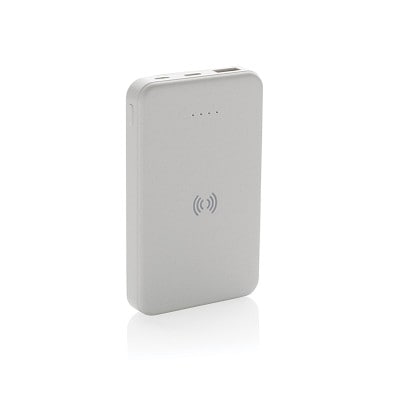 5.000mAh 5W Wireless Powerbank aus RCS recyceltem Kunststoff, weiß