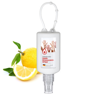 Handreinigungsspray antibakteriell, inkl. Druck, Bumper 50 ml, frost