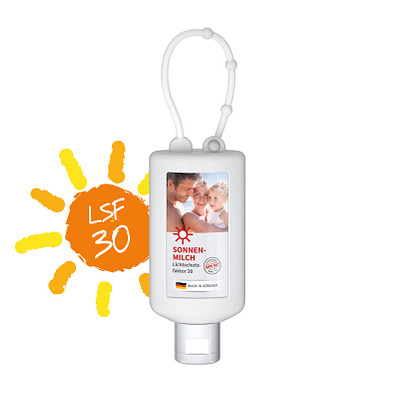 Sonnenmilch LSF 30, inkl. Druck auf Body Label, 50 ml Bumper, frost