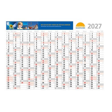 14-Monats-Wandplaner Comfort 2026, ohne Werbeaufdruck