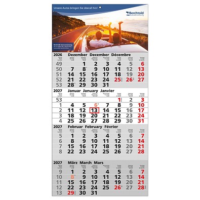 4-Monats-Wandkalender Quattro 2026, grau