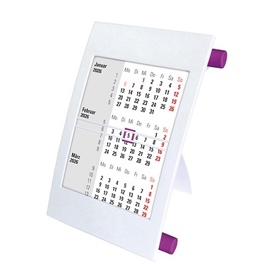 2-Jahres-Tischkalender 2026/2027, weiß/magenta