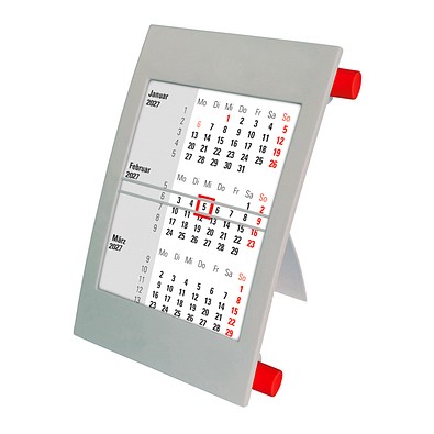2-Jahres-Tischkalender 2027/2028, grau/rot