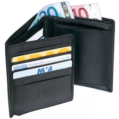 Leder-Kombibörse, schwarz