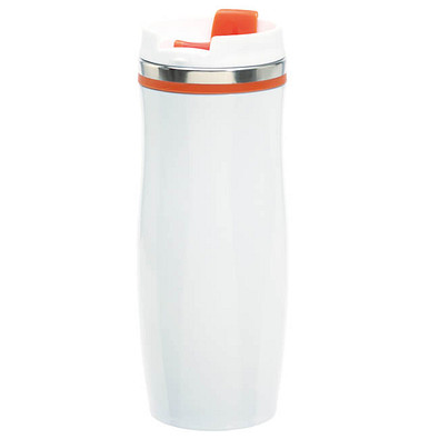 Metall-Isolierbecher Smooth, 400 ml, weiß/orange