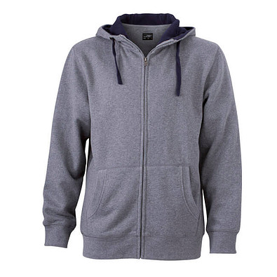 JAMES & NICHOLSON Unisex Sweat-Jacke mit Kapuze, grau, M