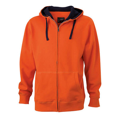 JAMES & NICHOLSON Unisex Sweat-Jacke mit Kapuze, orange, M