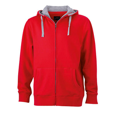 JAMES & NICHOLSON Unisex Sweat-Jacke mit Kapuze, rot, M