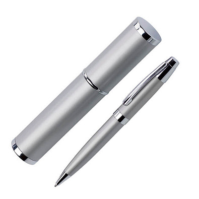 Metall-Drehkugelschreiber Peking, schwarze Mine, silber