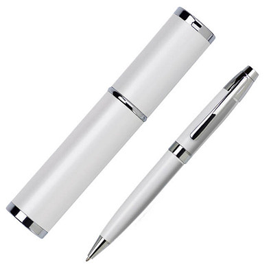 Metall-Drehkugelschreiber Peking, schwarze Mine, weiß