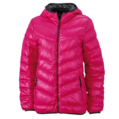 JAMES & NICHOLSON Damen Daunenjacke, pink/dunkelgrau, XL