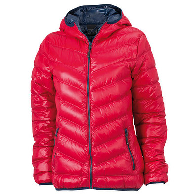 JAMES & NICHOLSON Damen Daunenjacke, rot/dunkelblau, XL