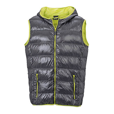 JAMES & NICHOLSON Herren Daunenweste, grau/gelb, M