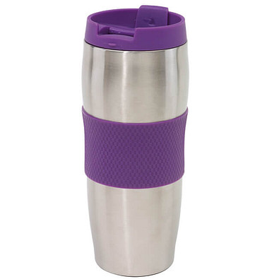 Edelstahl-Isolierbecher Kaffeepause, 400 ml, silber/lila