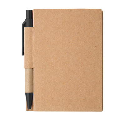 Notizbuch mit Kugelschreiber Mini, liniert, natur/schwarz