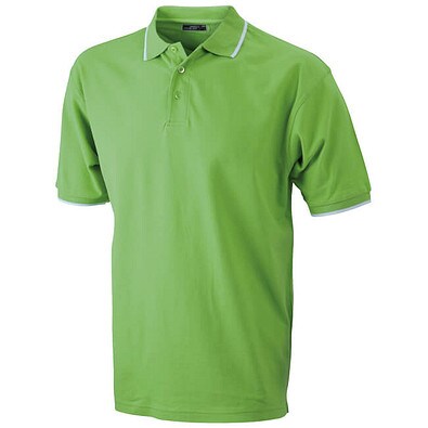 JAMES & NICHOLSON Herren Poloshirt Pique, hellgrün/weiß, L