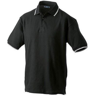 JAMES & NICHOLSON Herren Poloshirt Pique, schwarz/silber, M