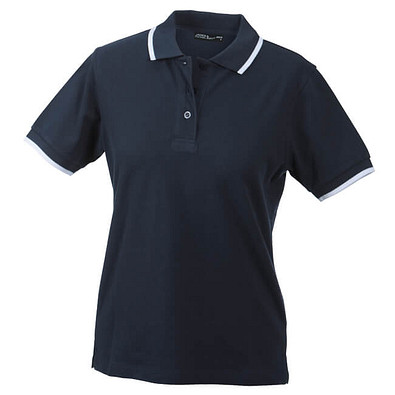 JAMES & NICHOLSON Damen Poloshirt Pique, dunkelblau/weiß, XL