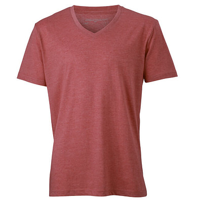 JAMES & NICHOLSON Herren T-Shirt mit V-Ausschnitt, rot/melange, M JAMES & NICHOLSON Herren T-Shirt mit V-Ausschnitt, rot/melange, M