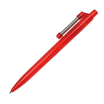 RITTER PEN Druckkugelschreiber mit Federclip Spiralo, blaue Mine, rot/transparent