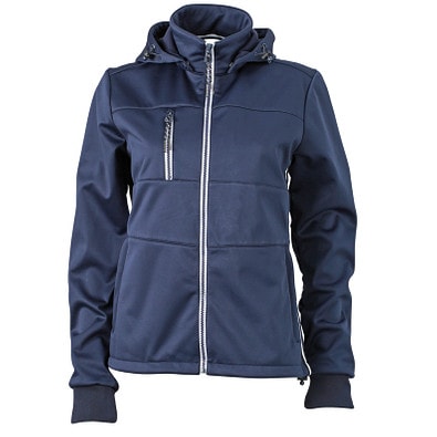 JAMES & NICHOLSON Damen Softshell-Jacke Maritime, dunkelblau/dunkelblau/weiß, S