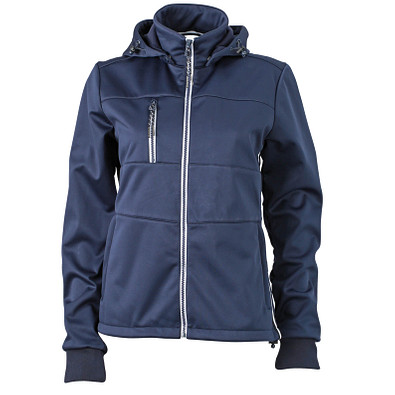 JAMES & NICHOLSON Damen Softshell-Jacke Maritime, dunkelblau/dunkelblau/weiß, XL