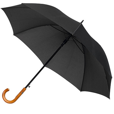 Regenschirm Stockschirm schwarz mit Holzgriff 