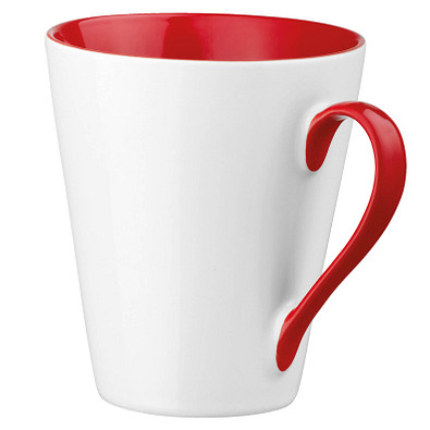 Keramiktasse Maja, 320 ml, weiß/rot