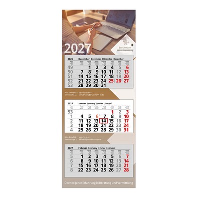 3-Monats-Block-Wandkalender Modern 2026