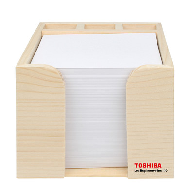 Holz-Zettelbox mit Köcher