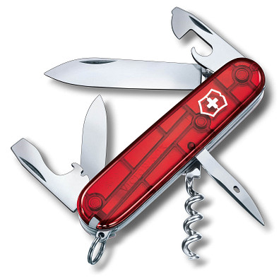 VICTORINOX Taschenmesser Spartan, 12 Funktionen, rot-transparent