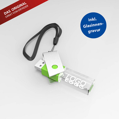 USB-Stick TURN 3D inkl. Gravur, 4 GB, grün