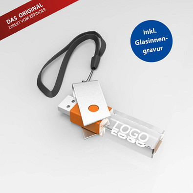 USB-Stick TURN 3D inkl. Gravur, 8 GB, orange