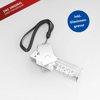 USB-Stick TURN 3D inkl. Gravur, 8 GB, weiß