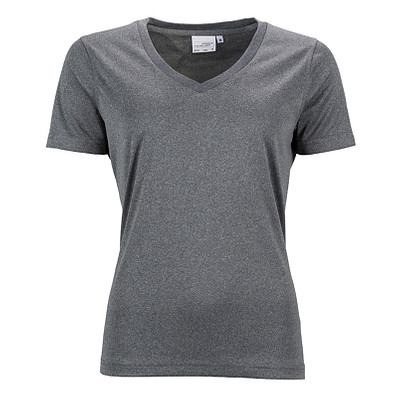 JAMES & NICHOLSON Damen Funktions T-Shirt Active, grau-meliert, XS