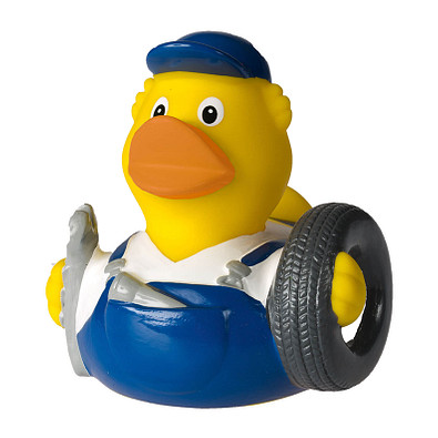 Schnabels® Bade-Ente Mechaniker, gelb/blau