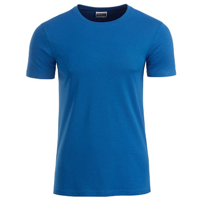 JAMES & NICHOLSON Herren T-Shirt Basic aus Bio-Baumwolle, blau, L