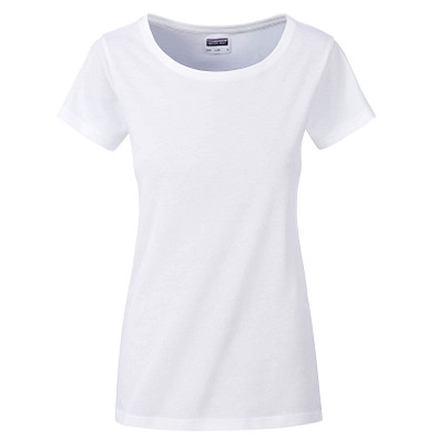 JAMES & NICHOLSON Damen T-Shirt Basic aus Bio-Baumwolle, weiß, M