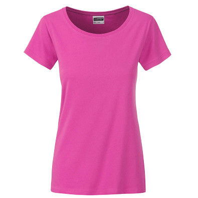 JAMES & NICHOLSON Damen T-Shirt Basic aus Bio-Baumwolle, pink, XS