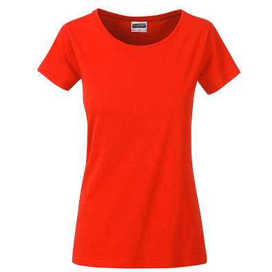 JAMES & NICHOLSON Damen T-Shirt Basic aus Bio-Baumwolle, rot, XS