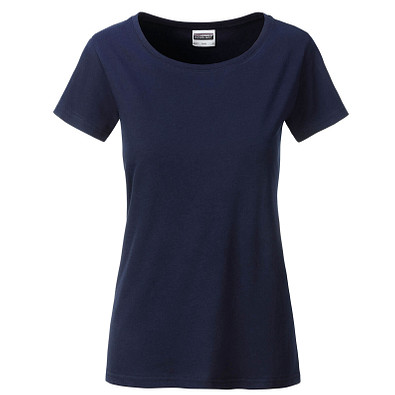 JAMES & NICHOLSON Damen T-Shirt Basic aus Bio-Baumwolle, dunkelblau, XS