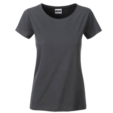 JAMES & NICHOLSON Damen T-Shirt Basic aus Bio-Baumwolle, dunkelgrau, XL